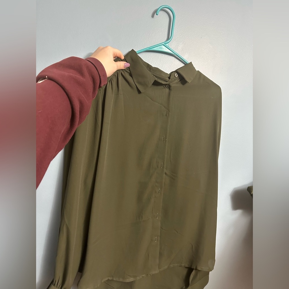 Green long sleeve button down